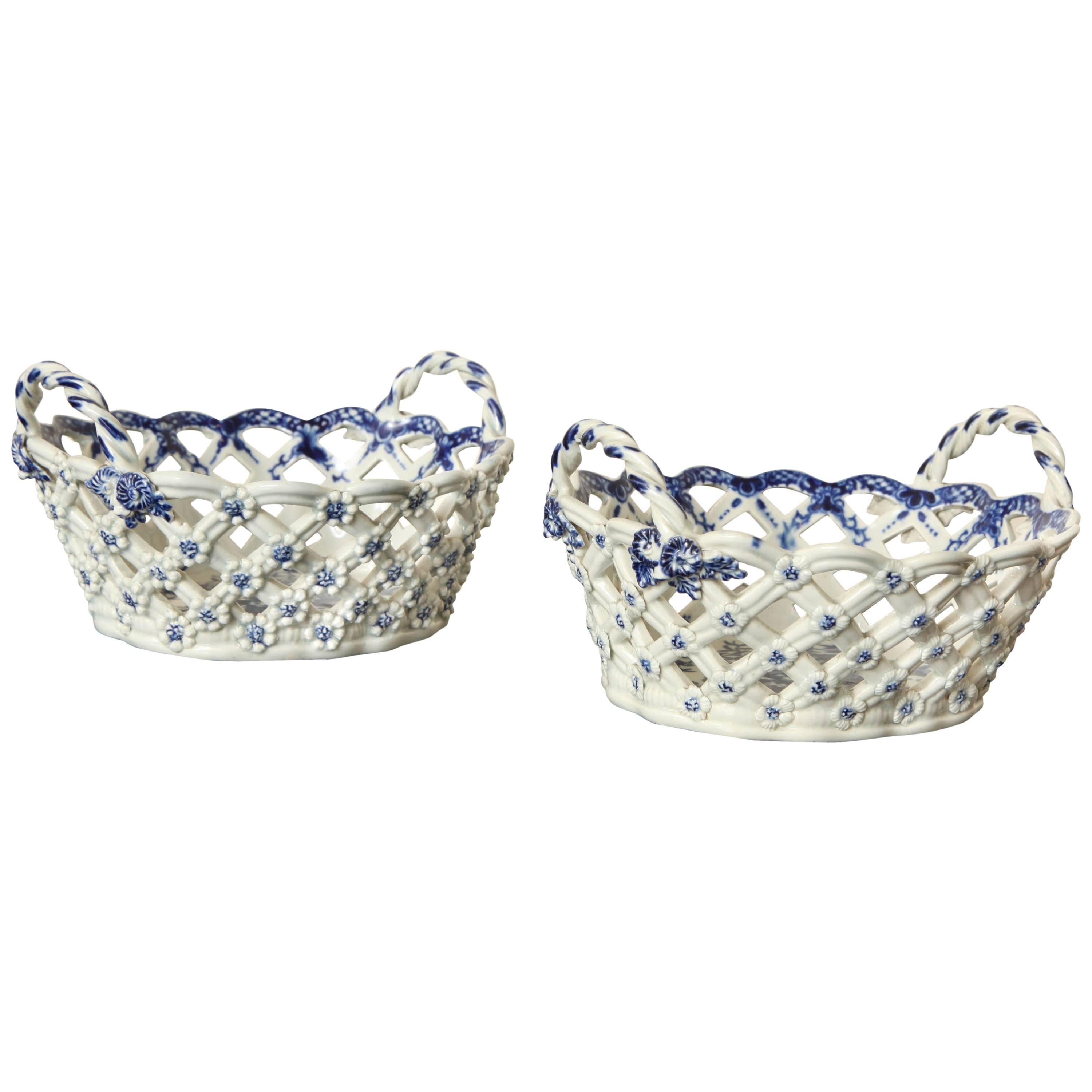 Pair of First Period Dr. Wall Worcester "Pine Cone" Baskets