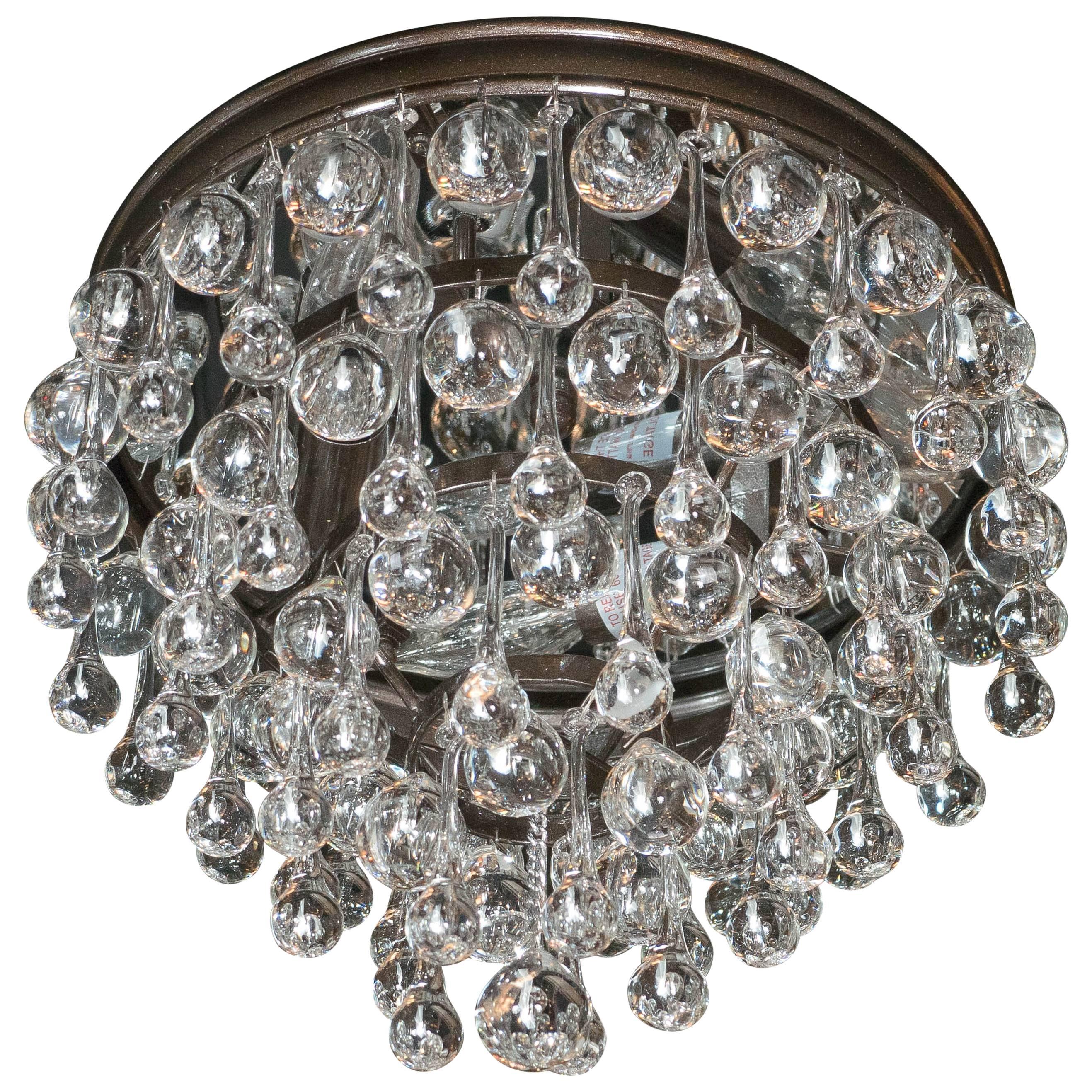 Hollywood Teardrop and Crystal Ball Chandelier with Chrome and Handblown Glass