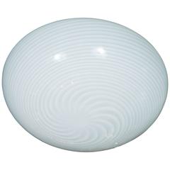 Mid-Century Modernist Handblown Eggshell Glass Flush Mount by Barbini