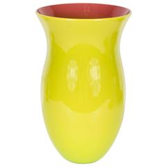 Gorgeous Mid-Century Modernist Elliptical Chartreuse Murano Vase 