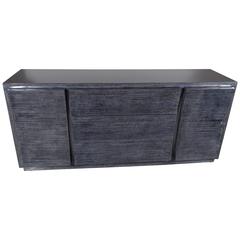 Sculptural Mid-Century Modernist Silver Cerused Sideboard