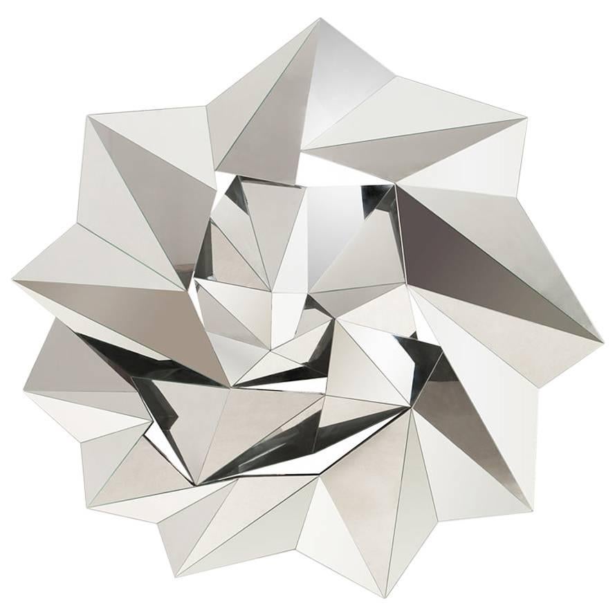 Specchio a stella in vetro trasparente a forma di pezzi in vendita