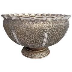19th Century Indian Silver Punch Bowl or Champagne Cooler