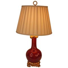 French 19th Century Porcelain and Bronze Electrified Oil Lamp 4