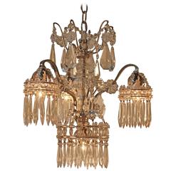 French Nickel and Crystal Chandelier