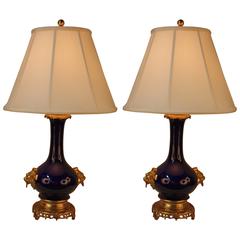 Pair of 19th Century Porcelain Table Lamps