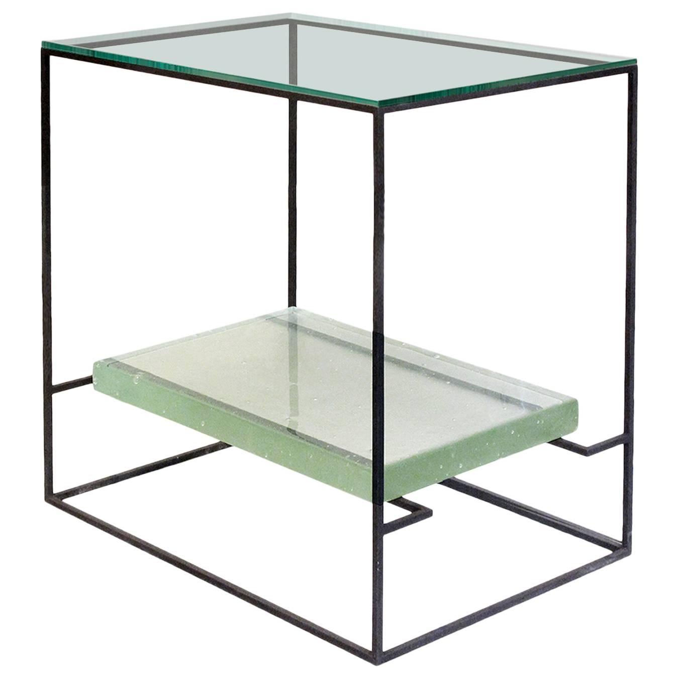 Floating Glass Side Table For Sale