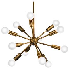 Twelve-Arm Brass Sputnik Chandelier