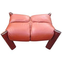 Percival Lafer Brazilian Leather and Rosewood Hassock