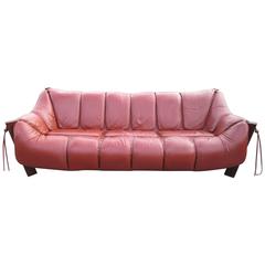 1960s Percival Lafer Brazilian Leather and Rosewood Sofa