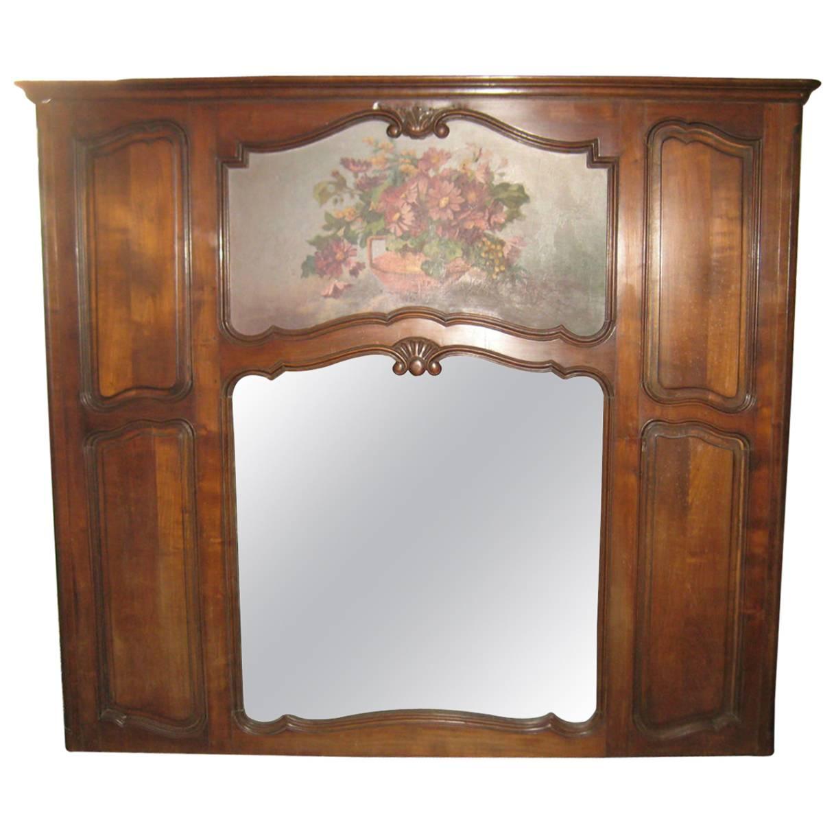 19th c. Provencial Fruitwood Trumeau by Andre Jules, Versailles For Sale