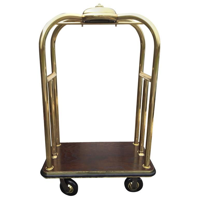 Vintage Brass Hotel Luggage Cart For Sale at 1stdibs
