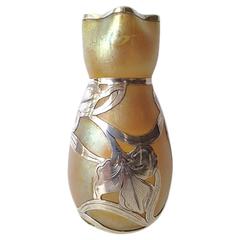 Lovely Loetz Glass Vase Silver by Alvin Silver Co. "Rare Shape, " circa 1900