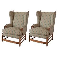 Pair of Late 19th Century French Provincial Upholstered Wing Chairs