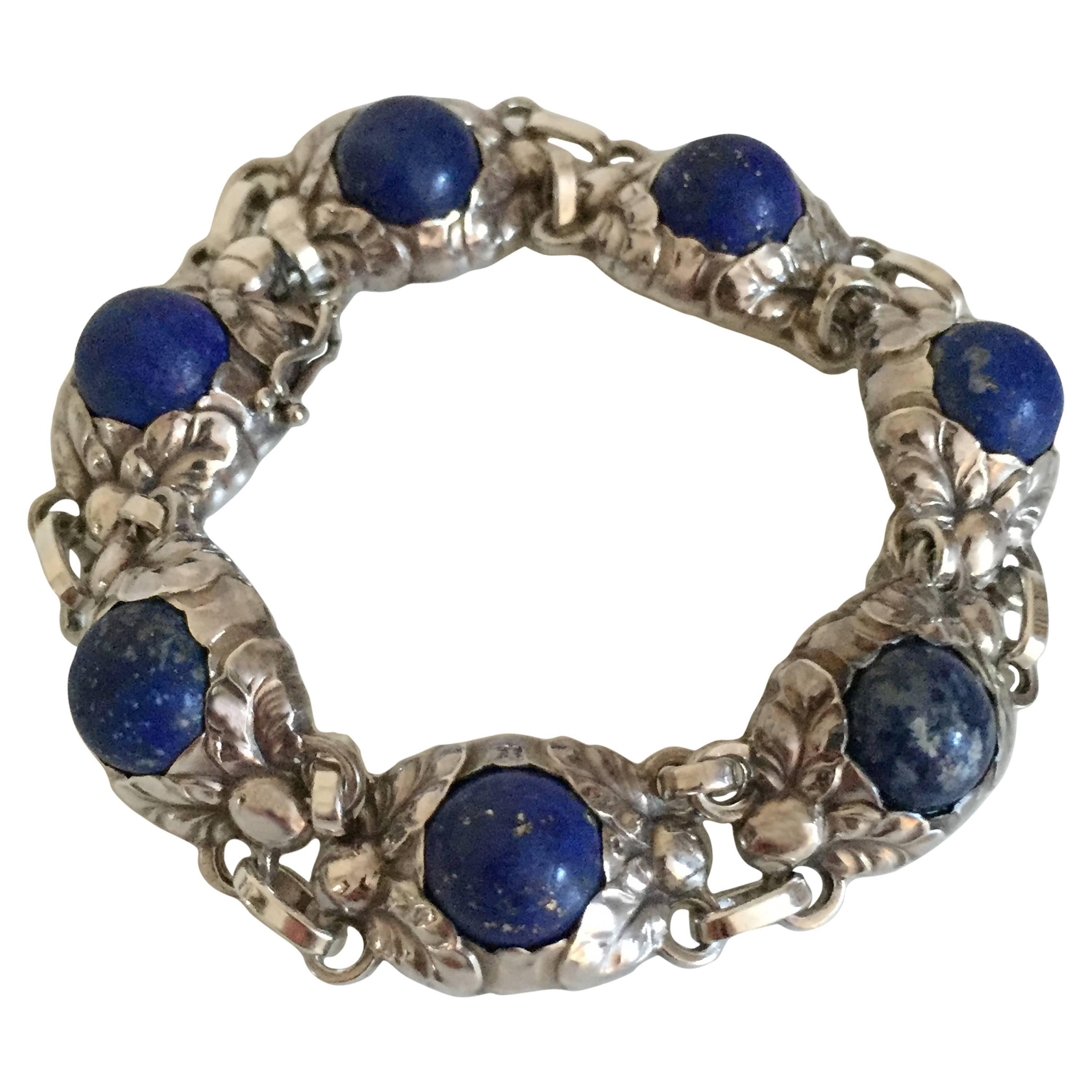 Georg Jensen Sterling Silver Bracelet with Lapis Lazuli from 1945-1951