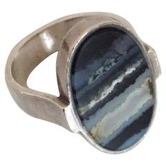 Georg Jensen Sterling Silver Harald Nielsen Ring with Agate