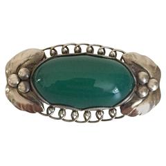 Georg Jensen Sterling Silver Brooch with Green Agate