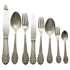 Georg Jensen Lily of the Valley Sterling Silver Flatware Set, 48 Pieces