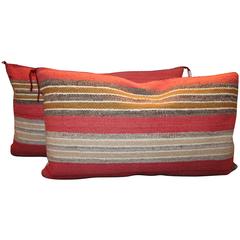 Antique Navajo Indian Handwoven Saddle Blanket Pillows