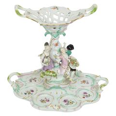 Meissen Figural Centerpiece with Basket on Top and Cherubs Around 10
