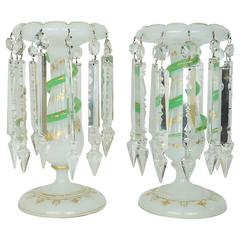 Pair of Opaline Luster Candle Holders with Snake Twisted on Stem 8
