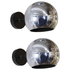 Pair of German 1970s Articulated Globe Sconces