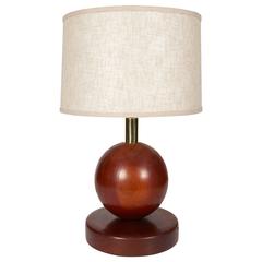 Italian, 1970s Sculptural Wood Ball and Brass Table Lamp 10