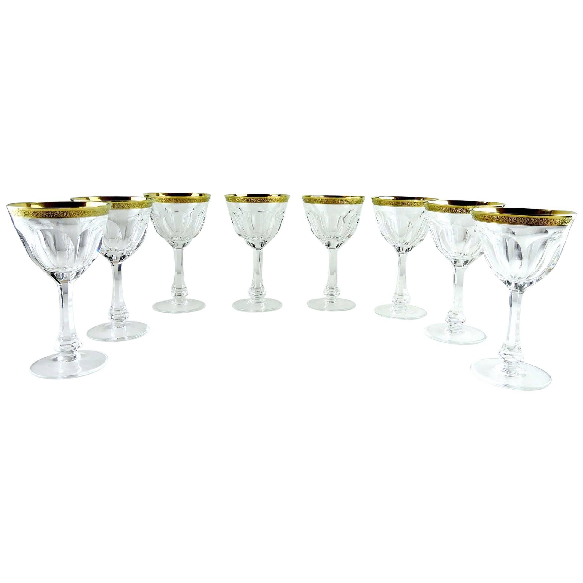 Set of Eight Moser "Lady Hamilton" Pattern Wine Glasses