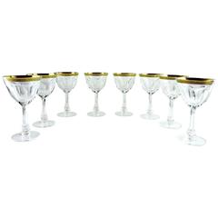 Vintage Set of Eight Moser "Lady Hamilton" Pattern Wine Glasses