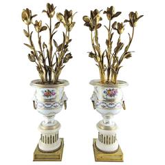 Pair of Late 19th Century Henri Vian Porcelain, Gilt Bronze 
Marble Candelabras