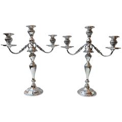 Pair of Large Sterling Candelabras by Whiting "Rose of Sharon" Pattern
