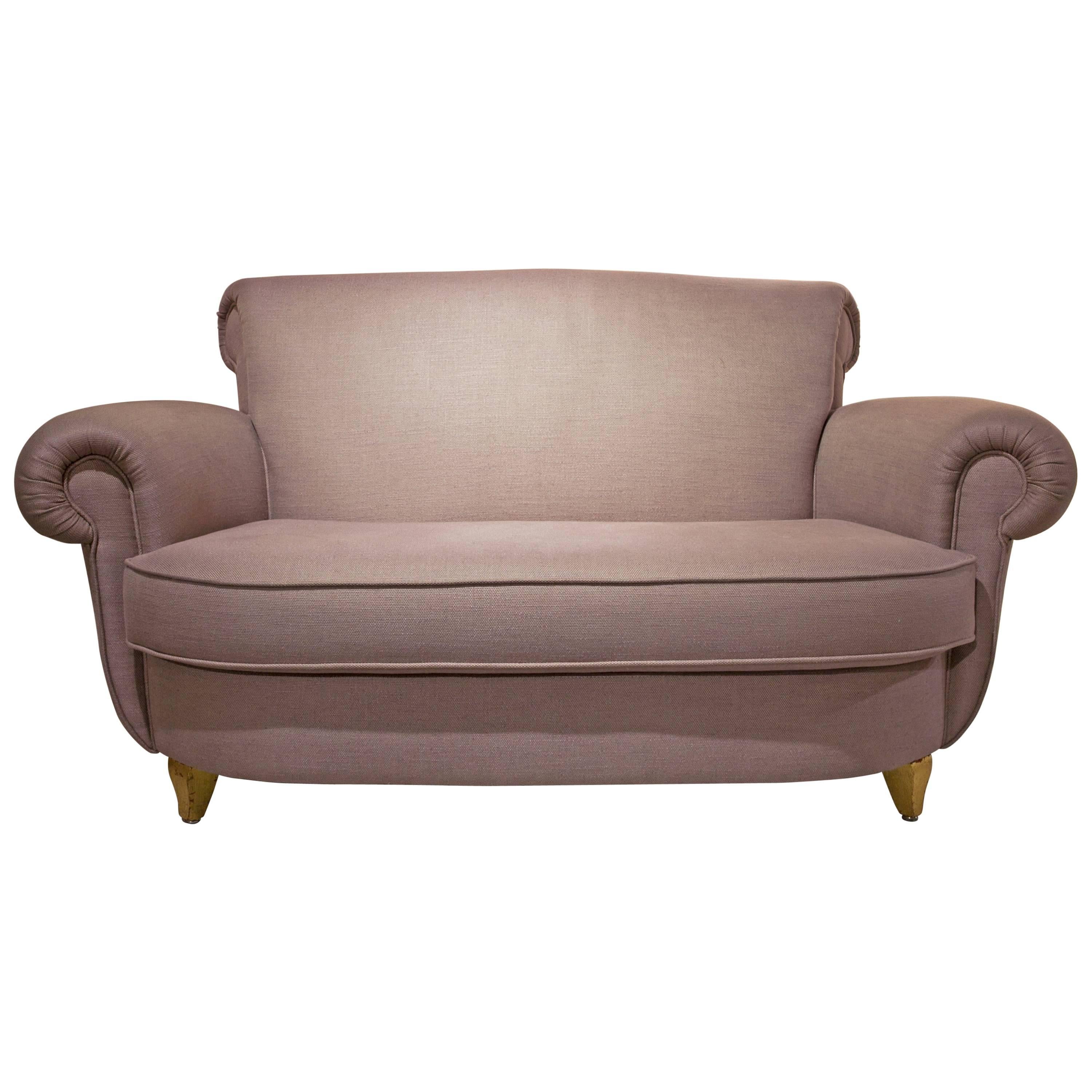 1940s Mid-Century Modern Mauve French Lounge Suite in Velvet For Sale