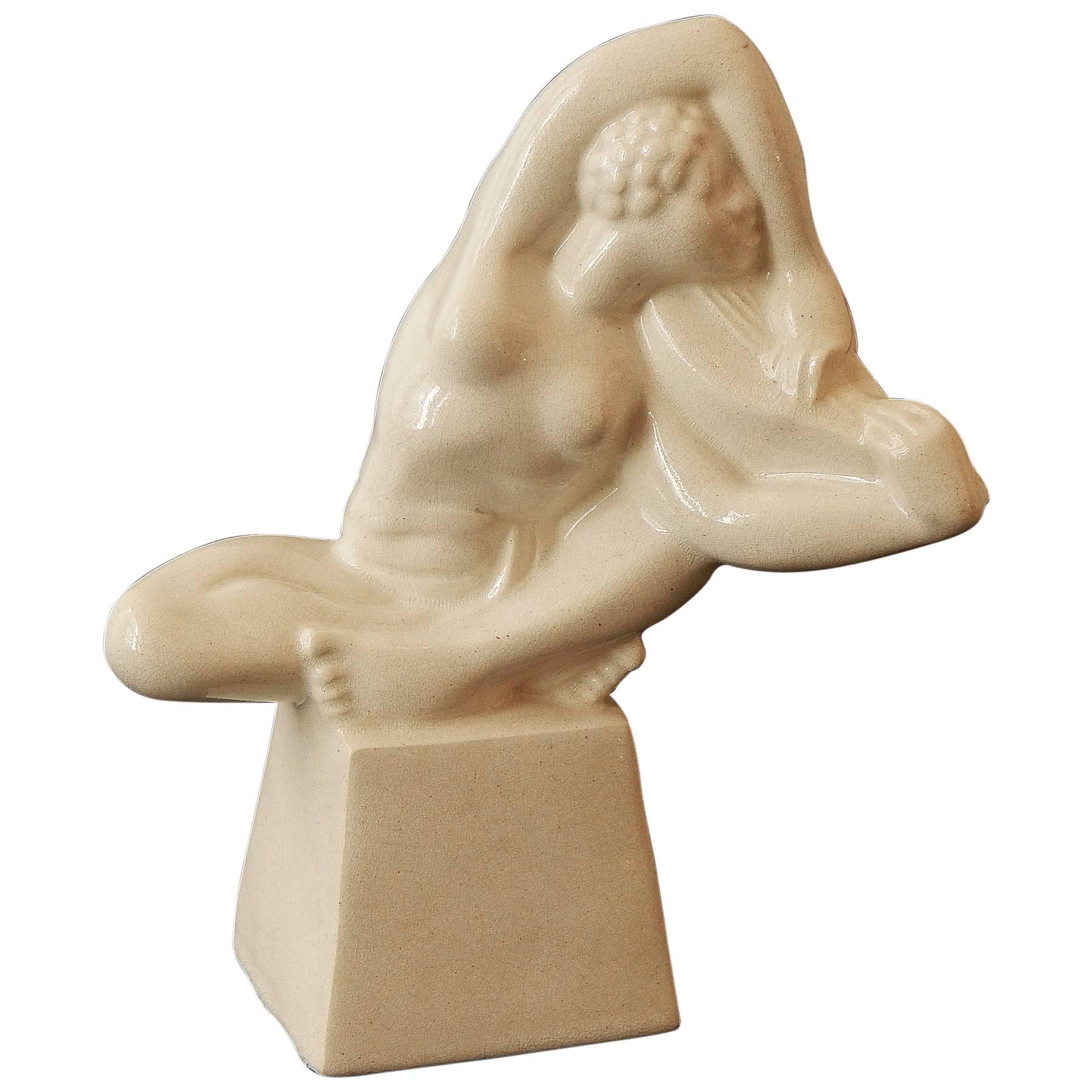 "African with Lute, " Rare Sculpture of Female Nude by Archipenko Student For Sale
