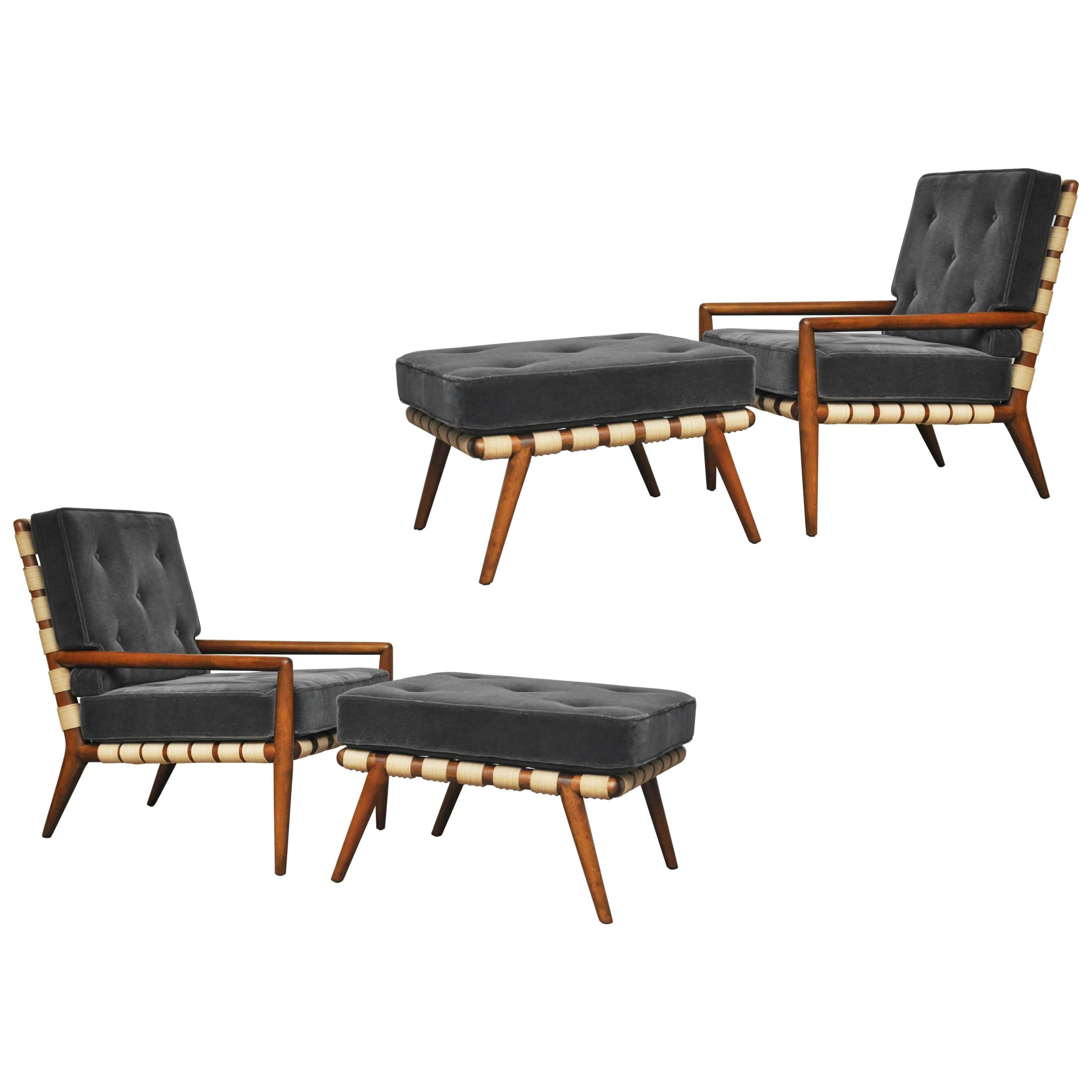 T.H. Robsjohn-Gibbings Strapped Lounge Chairs
