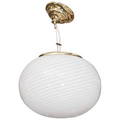 Venini Swirled Murano Glass Globe Light Pendant