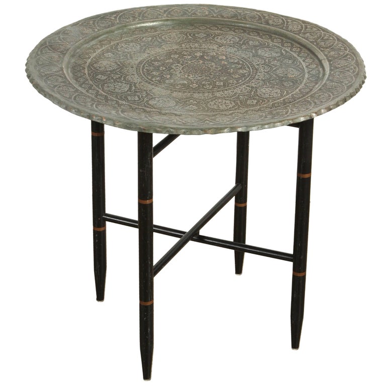Antique Middle Eastern Persian Copper Tray Side Table For At Persian Copper Tray Side Table