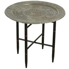 Antique Persian Copper Tray Side Table 9