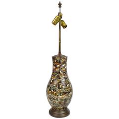 Asian Porcelain Table Lamp with Marbleized  Design