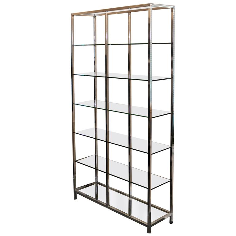 MidCentury Chrome Metal Shelf Ètagerè Display Baughman For Sale at 1stDibs