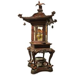 Antique A rare and exceptional Meiji period hardwood exhibition display cabinet
