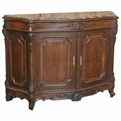 19th Century French Walnut Marble-Top Louis XV Buffet