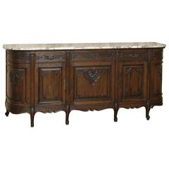 Country French Walnut Marble-Top Buffet