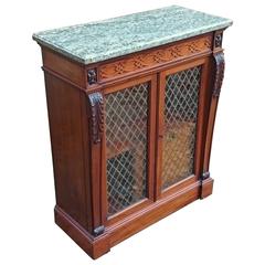 Antique Two-Door Cabinet or Chiffonier with Marble Top