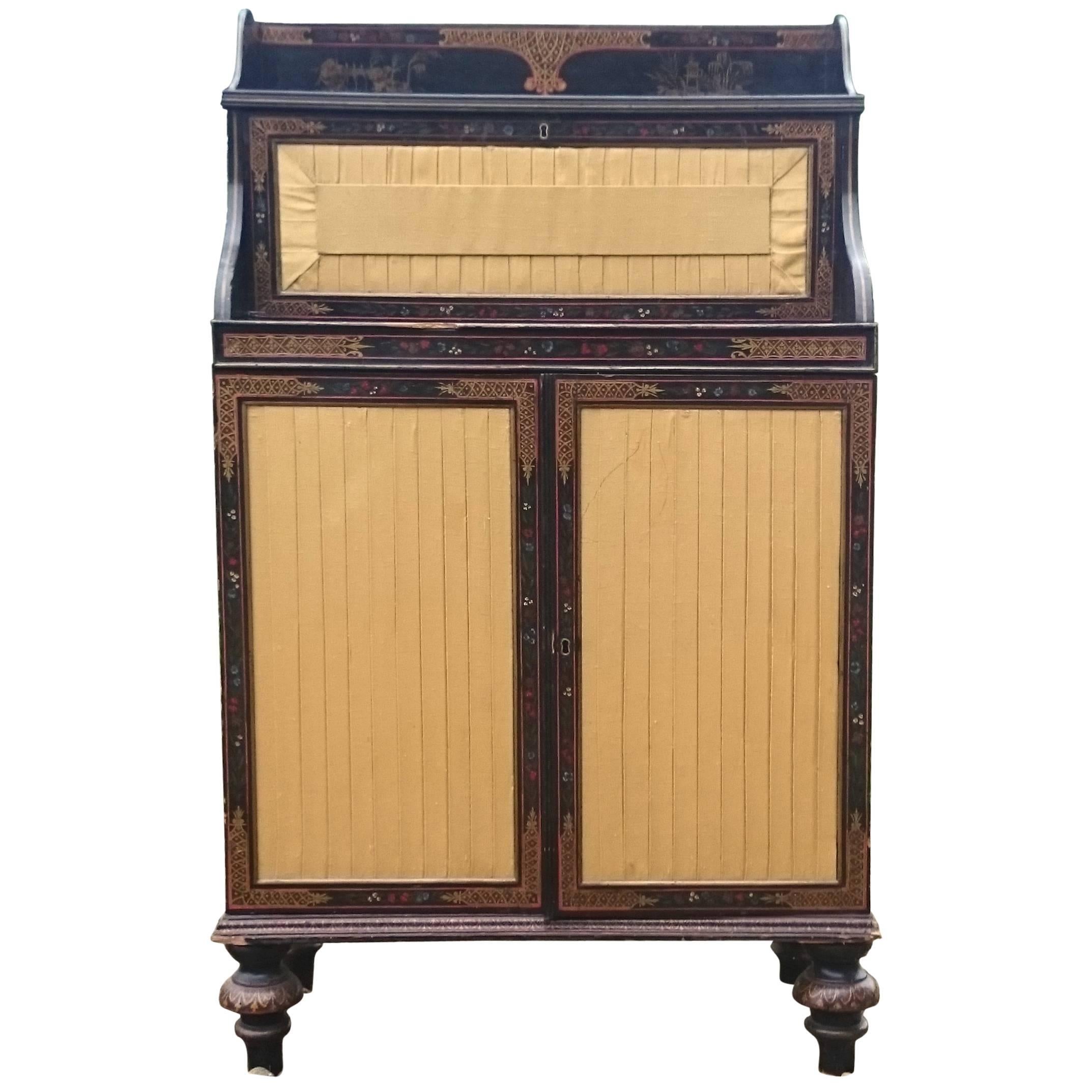 Antique Chinoiserie Lacquered Cabinet Chiffonier