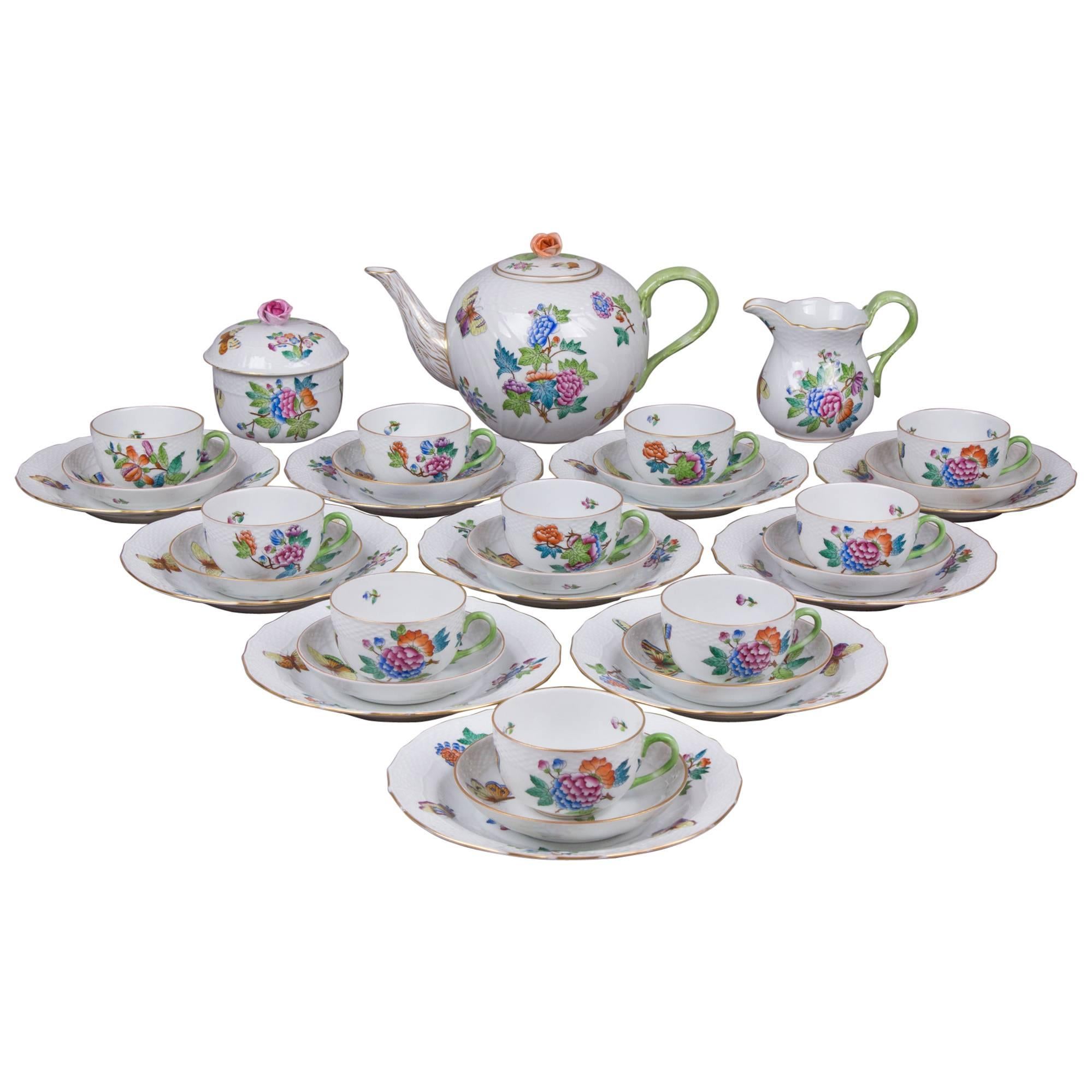 Herend Queen Victoria Tea and Dessert Set for Ten Persons, from 1942