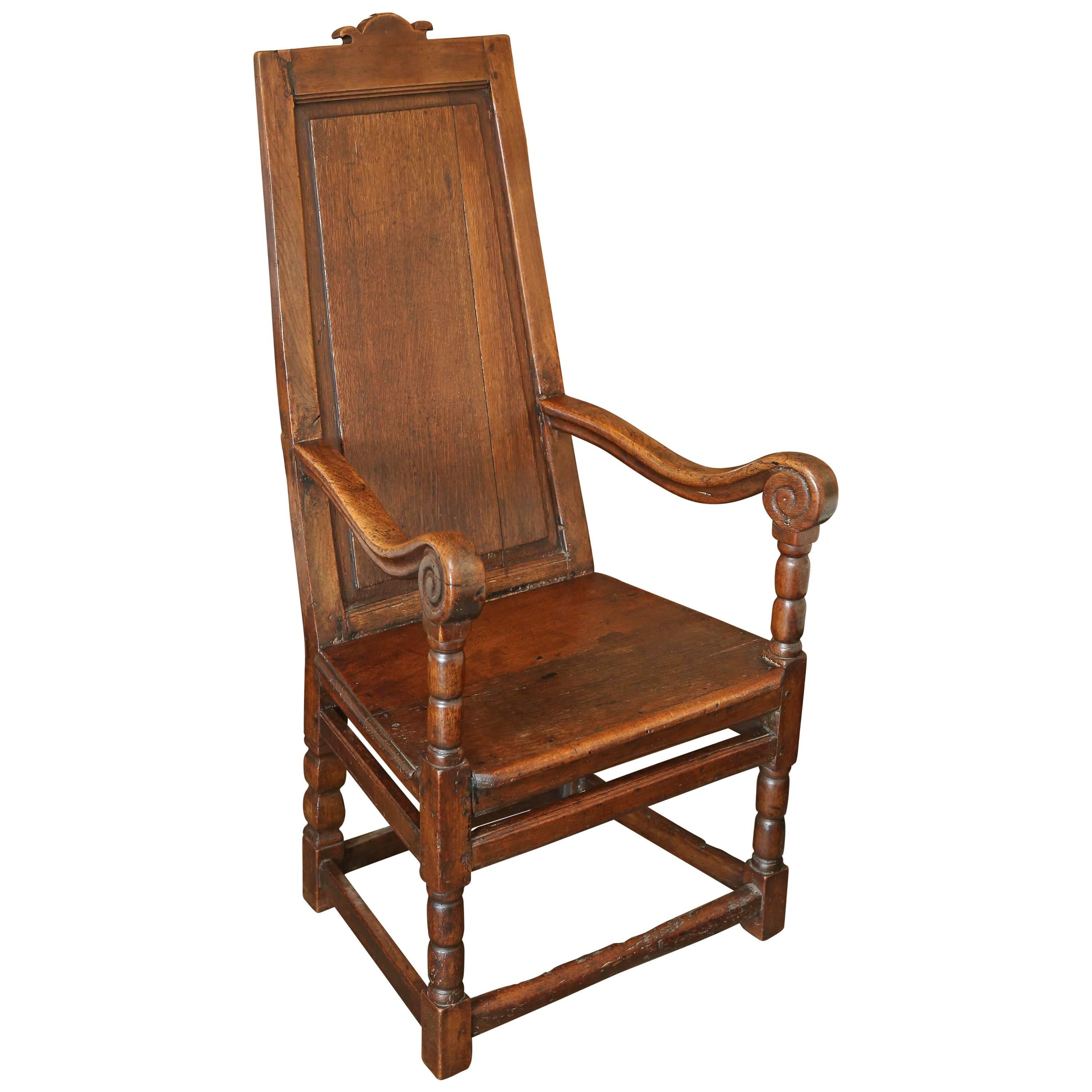 Welsh Wainscot Hall Chair aus Eiche, 18. Jahrhundert