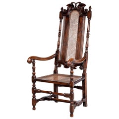 17th Century Style Beech Caned Elbow Chair