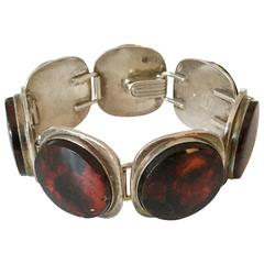 Bent Knudsen Sterling Silver Bracelet with Amber Links