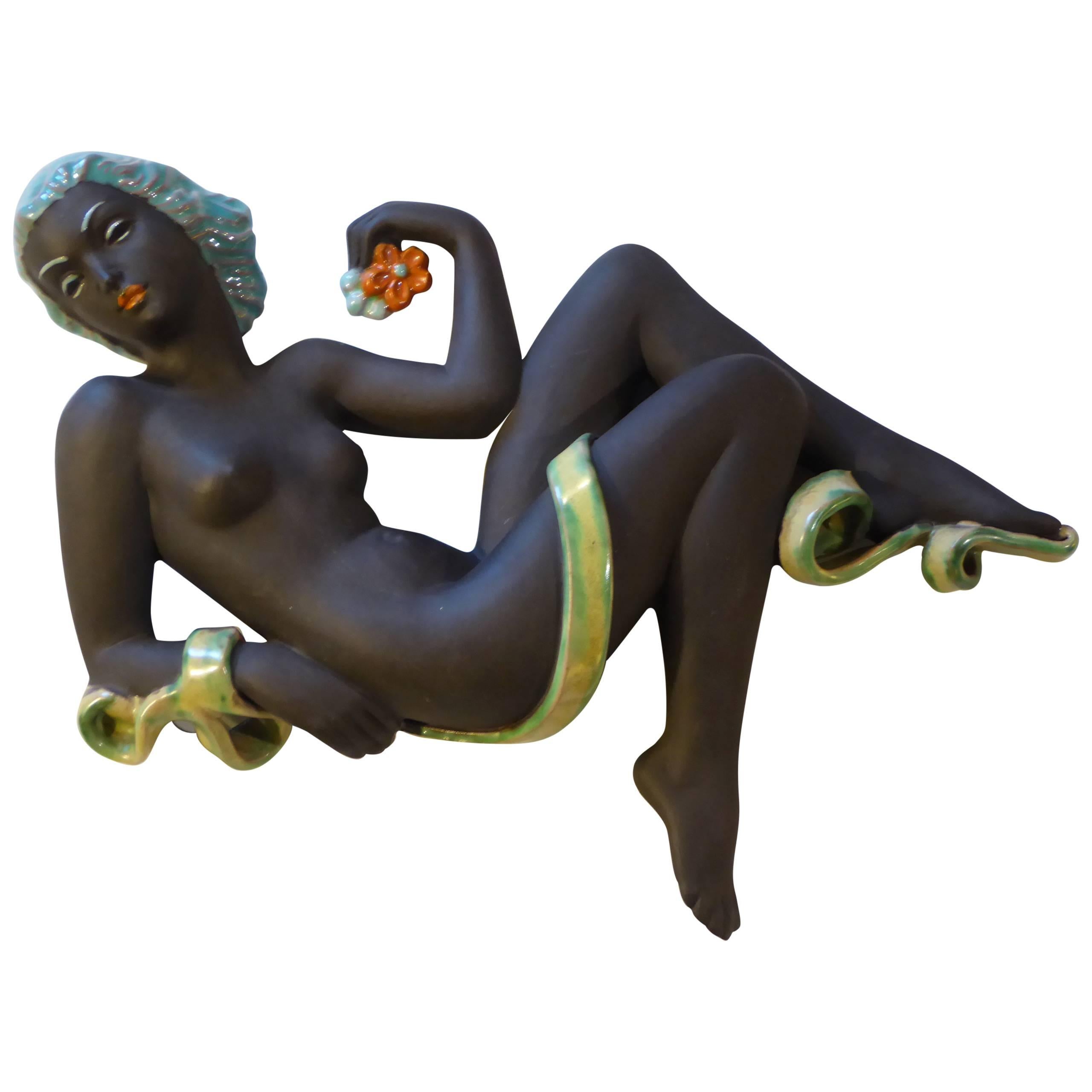 Karl Grossl Art Deco Nude Woman Wall Plaque