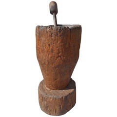 American Monumental Pine Hand-Carved Mortise and Pestle, Circa 1800